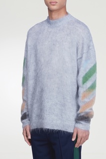 Серый фактурный свитер Off White