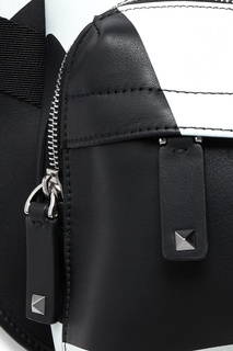 Черно-белая кожаная сумка на пояс Valentino