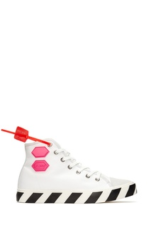 Белые кожаные кеды на толстой подошве Off White