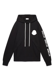 Черное худи с логотипами Moncler
