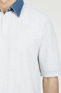 Серая рубашка-поло с контрастным воротником Eleventy