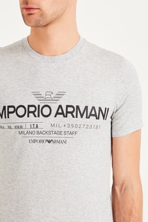 Светло-серая футболка с логотипом Emporio Armani