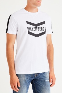 Футболка с контрастным логотипом и полосками Dirk Bikkembergs