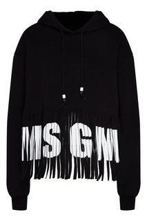 Черное худи с бахромой Msgm