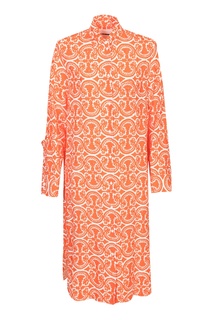 Оранжевое платье-рубашка с узором Jil Sander