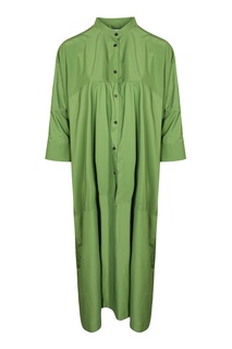 Зеленое платье-макси в полоску Jil Sander