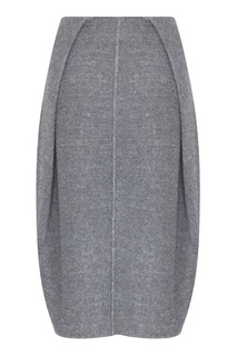 Серая свободная юбка-миди с защипами Jil Sander