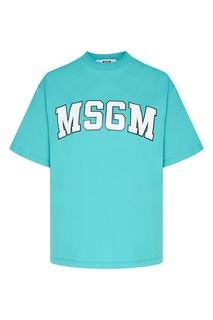 Бирюзовая футболка с логотипом Msgm