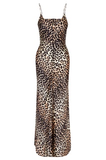 Бежевое платье с животным принтом Ganni