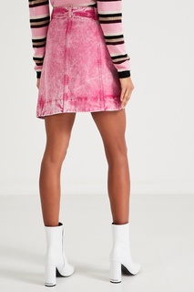 Розовая ассиметричная юбка мини Ganni