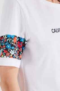 Белая футболка с отделкой рукавов Calvin Klein