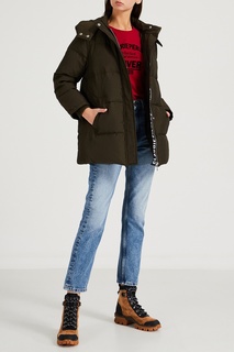 Зеленый пуховик с капюшоном Claudie Pierlot