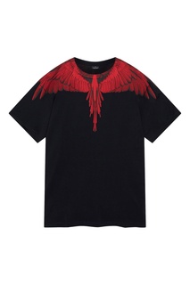 Черная футболка с красными крыльями Marcelo Burlon County Of Milan