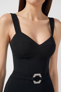 Черное платье с пряжкой Elegant Philipp Plein