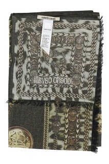 Коричневый платок из шелка и модала Roberto Cavalli
