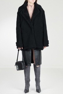 Черное пальто с отделкой Off White