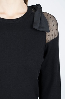 Черное трикотажное платье-мини с отделкой RED Valentino