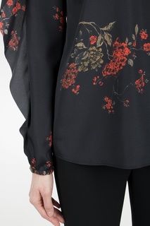Черная блузка с оборками и узорами RED Valentino