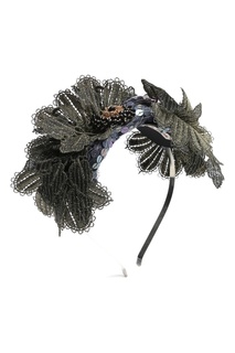 Серебряный хлопковый ободок, декорированный пайетками и бисером Antonio Marras