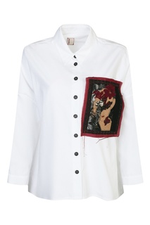 Белая рубашка из хлопка свободного кроя с декором Antonio Marras