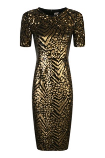 Золотое платье-футляр, декорированное пайетками Antonio Marras