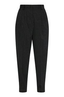 Черные брюки из шерсти с узором полоска Antonio Marras