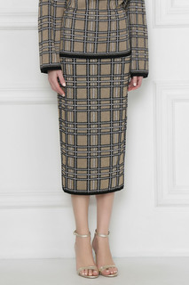 Бежевая трикотажная юбка из шерсти в клетку Antonio Marras
