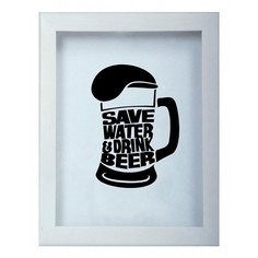 Копилка для пивных крышек SAVE WATER DRINK 22x26 Белый KD-022-115 Дубравия