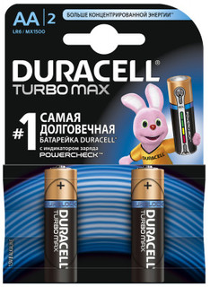 Батарейки щелочные Duracell Turbo AA/LR06, 2 шт.