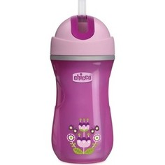 Поильник Chicco Sport Cup с трубочкой 266мл с 14месяцев Розовый