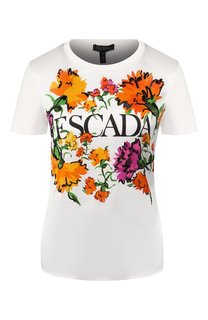 Футболка из смеси шелка и хлопка Escada