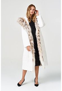 Шуба из аукционного меха норки KOPENHAGEN FUR с отделкой мехом рыси Emfasi Pelle