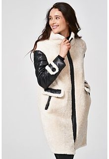 Комбинированная шуба из овчины Virtuale Fur Collection