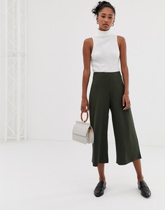 Укороченные широкие брюки ASOS DESIGN-Зеленый