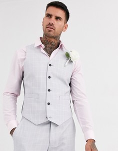 Серый узкий жилет в клетку ASOS DESIGN - wedding