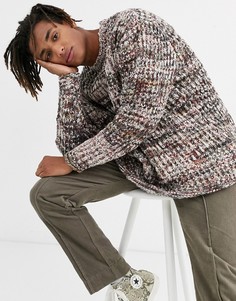 Серо-бежевый фактурный меланжевый oversize-джемпер ASOS DESIGN