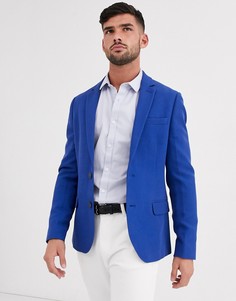 Синий фактурный пиджак приталенного кроя ASOS DESIGN