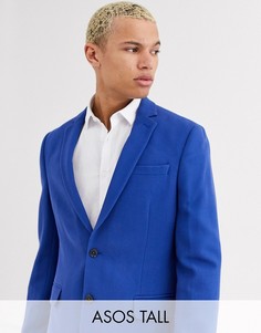 Синий фактурный пиджак приталенного кроя ASOS DESIGN Tall