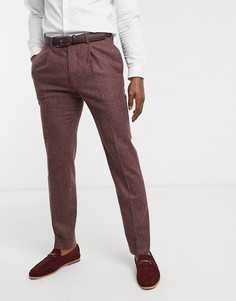 Бордовые узкие брюки в ломаную клетку ASOS DESIGN-Красный