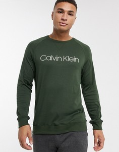 Свитшот цвета хаки с круглым вырезом Calvin Klein-Зеленый