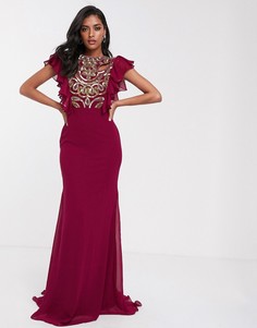 Розовое платье макси с оборками Virgos Lounge-Розовый