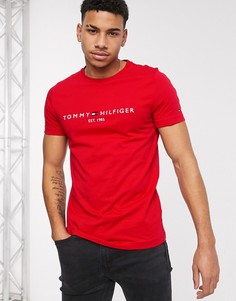 Красная футболка с логотипом на груди Tommy Hilfiger-Красный
