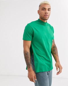 Удлиненная зеленая футболка свободного кроя с разрезами по бокам ASOS DESIGN-Зеленый