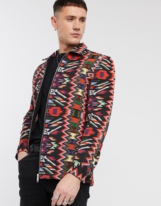 Красная жаккардовая куртка свободного кроя ASOS DESIGN-Красный