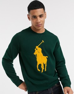 Зеленый свитшот с желтым логотипом Polo Ralph Lauren