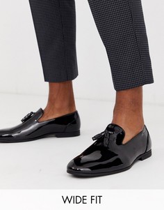 Черные лакированные лоферы для широкой стопы с кисточками ASOS DESIGN-Черный