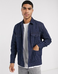 Винтажная рубашка в полоску ASOS DESIGN-Темно-синий