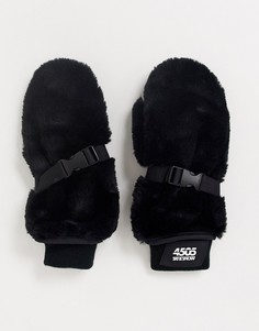 Лыжные варежки из искусственного меха ASOS 4505-Черный