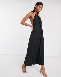Комбинезон с золотистой отделкой и стразами ASOS DESIGN-Черный