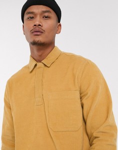 Вельветовая рубашка горчичного цвета в стиле регби ASOS DESIGN-Желтый